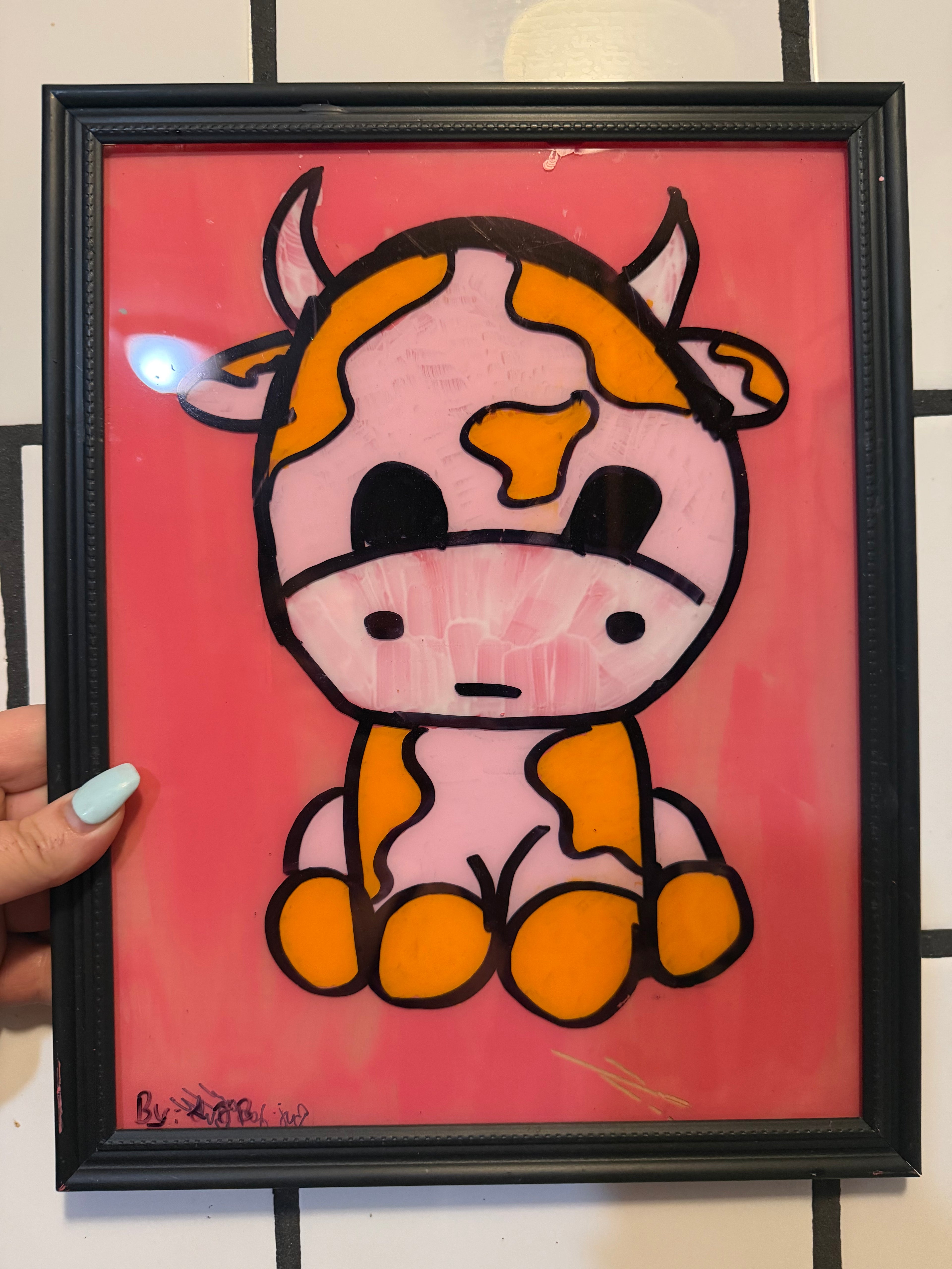Glass Painting: Cow