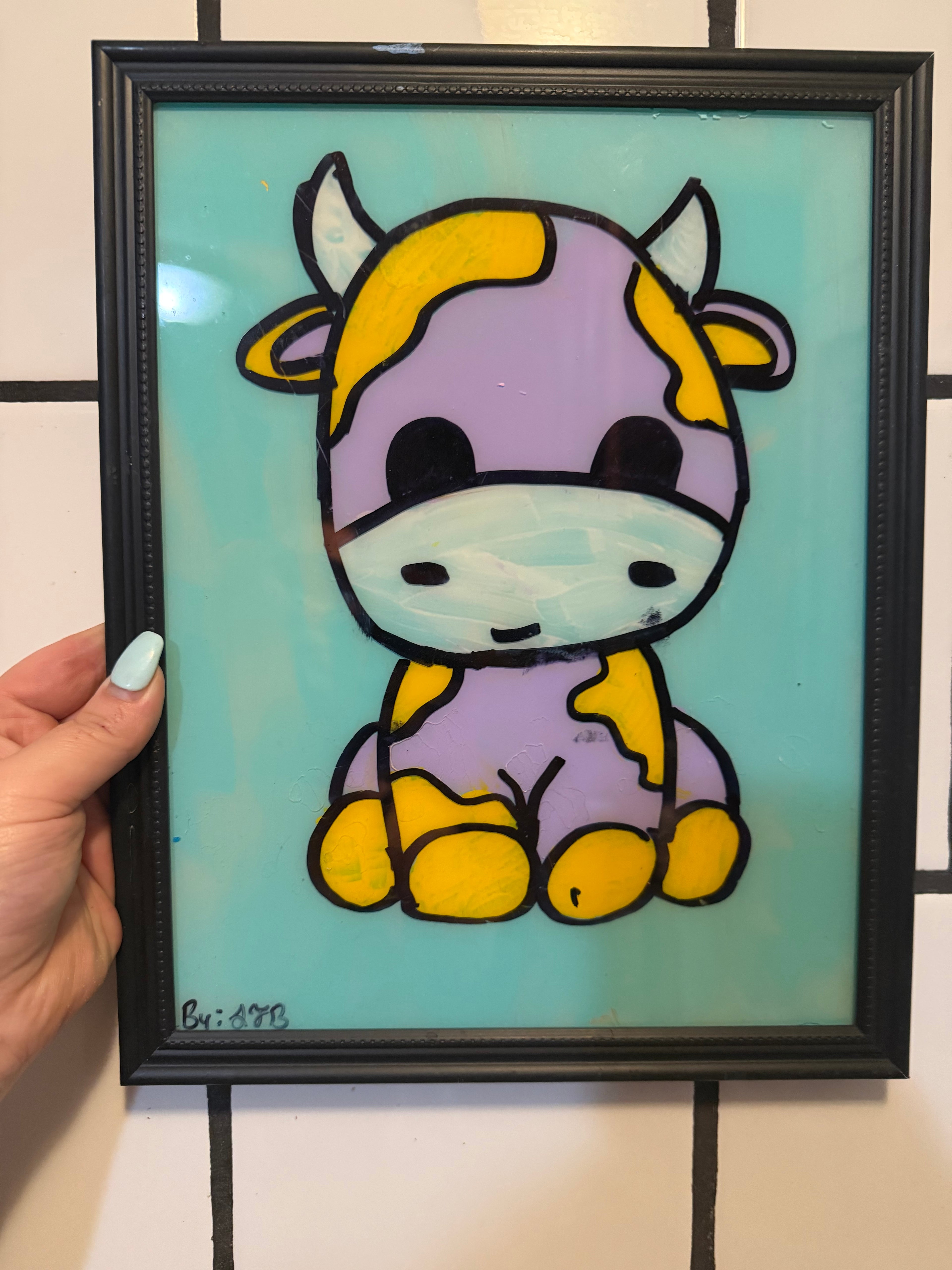 Glass Painting: Cow