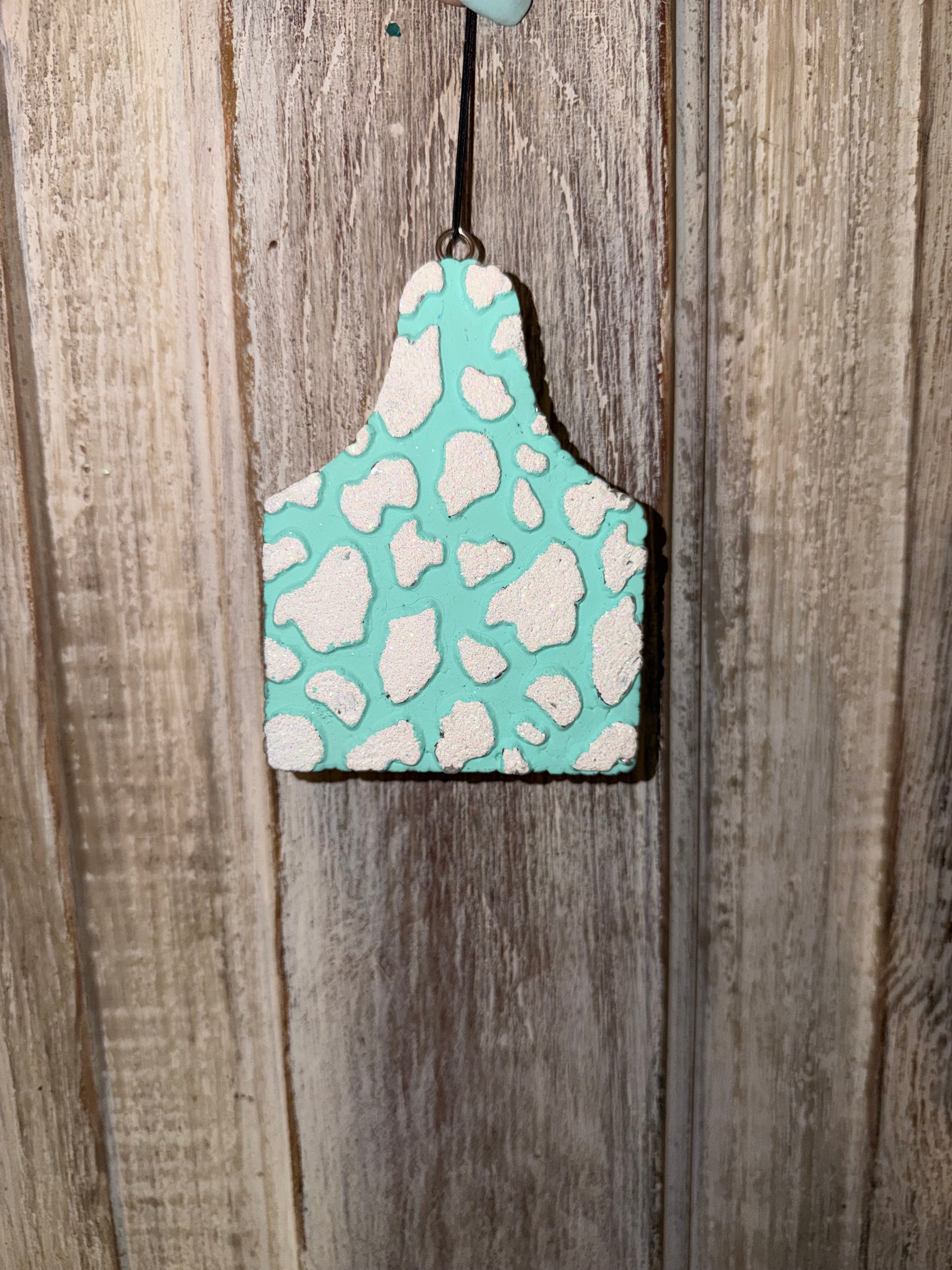 Cow tag blue and white